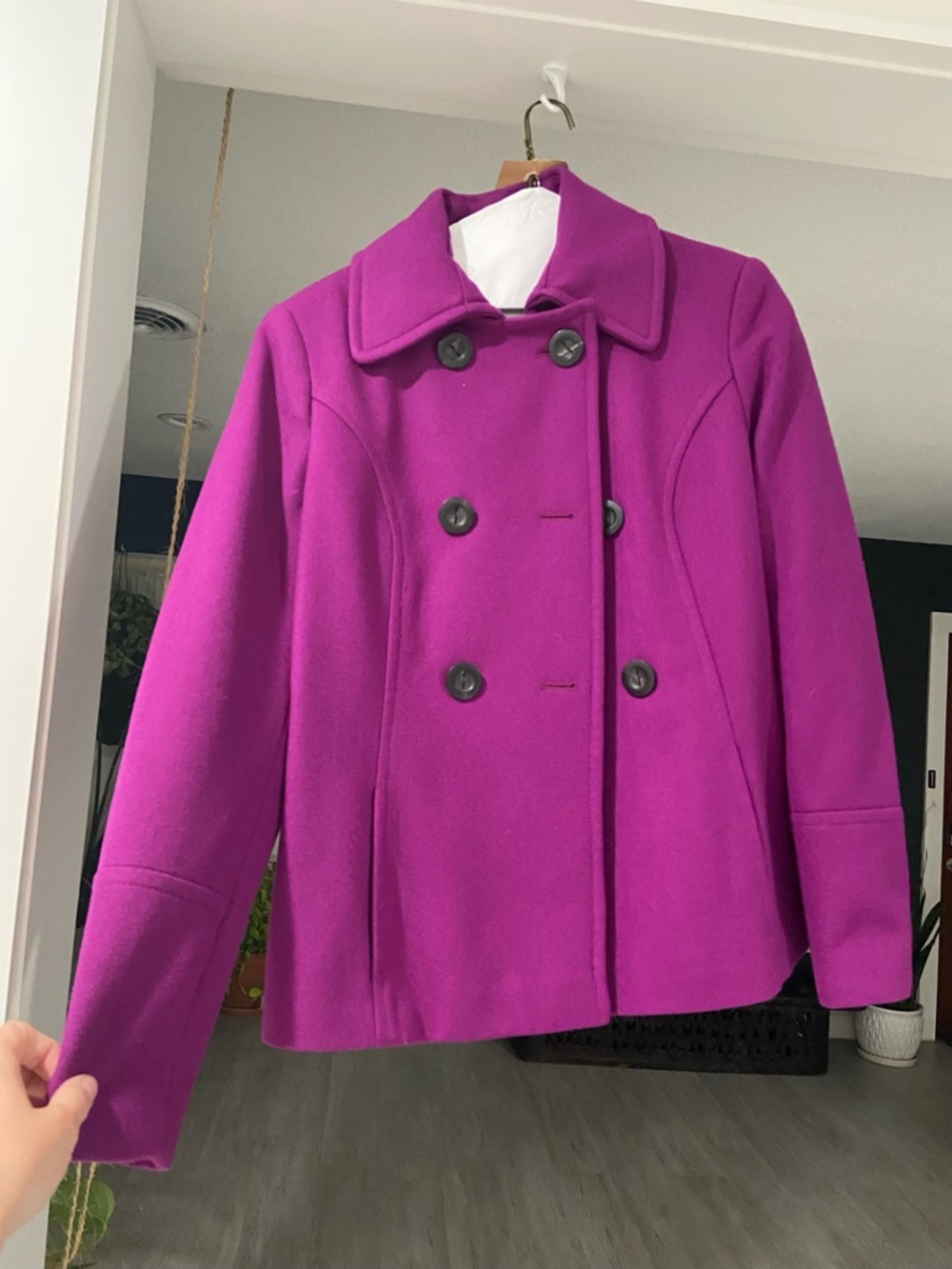 Zara Purple Double-Breasted Peacoat